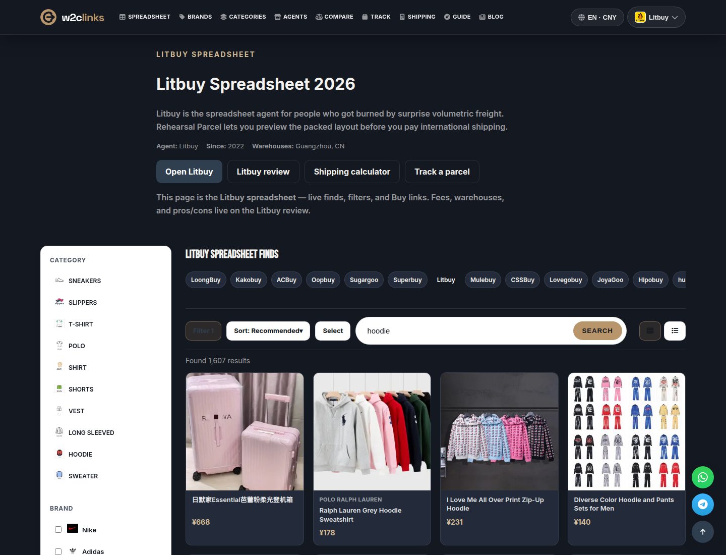 Ricerca hoodie nel catalogo LitBuy su w2clinks