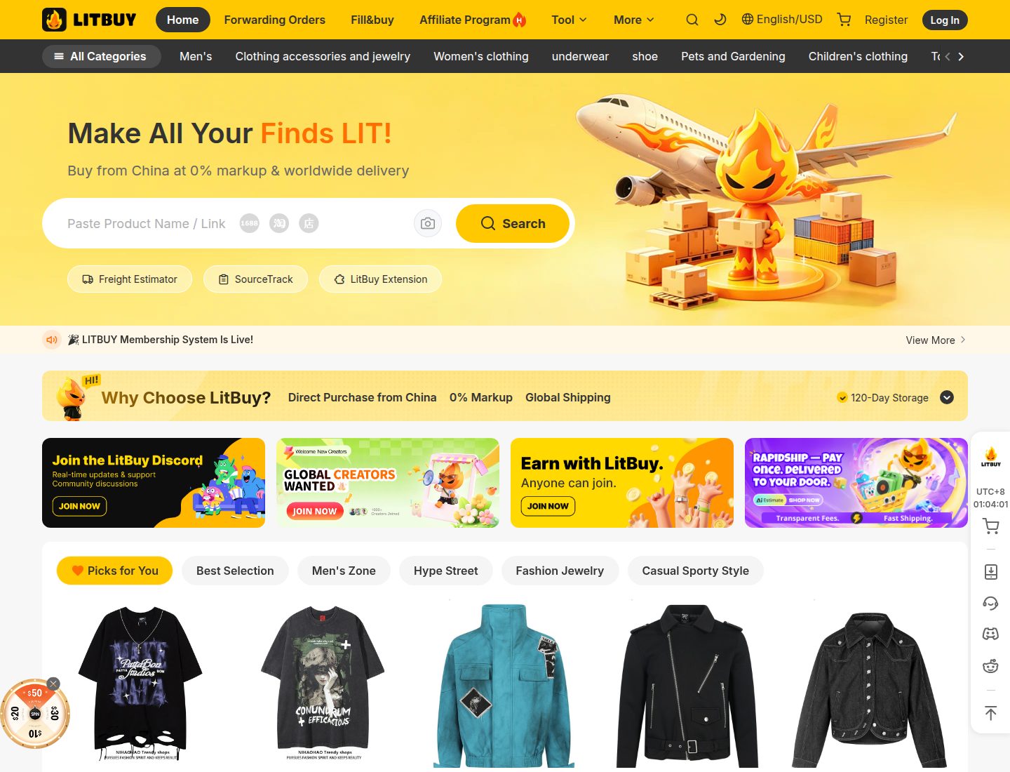 Homepage ufficiale LitBuy: wordmark verde, ricerca, forwarding e estimation nel menu